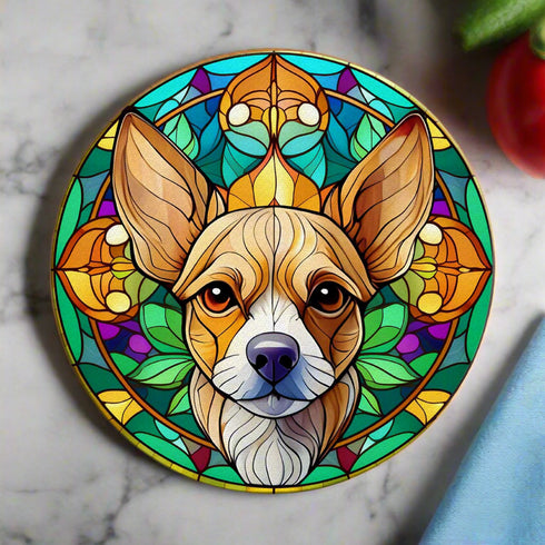 Chihuahua Fawn Glass Suncatcher Worktop Saver